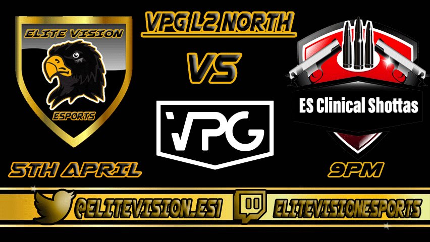 ELITEVISION_ES1's tweet photo. ELITE VISION ESPORTS @ELITEVISION_ES1 VS ES Clinical Shottas @ESCShottas
TONIGHT 9PM 
Can ELITE VISION ESPORTS @ELITEVISION_ES1 make it 3 wins out of 3 
only in @OfficialVPG @VPG_League_2 https://t.co/zhdQ3WFhVv