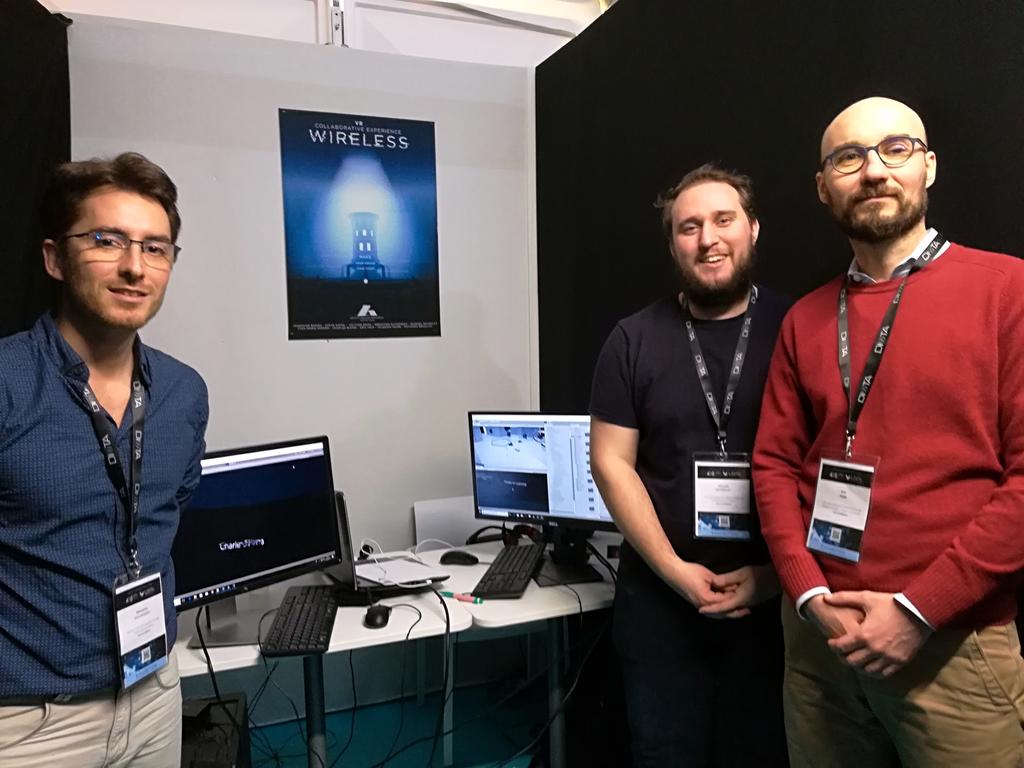 ArtsetMetiers_'s tweet photo. [#LavalVirtual]Les visiteurs du salon @lavalvirtual découvrent les démos de #RV développées par les étudiants du #MasterRecherche #MTI3D de l'Institut #ArtsetMétiers de #laval! Entre aventures fantastiques 👻 et cinéma en #RV les émotions des joueurs sont mises à rudes épreuves😉 https://t.co/JJAoF1AGmt