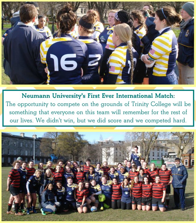 ISSCD's tweet photo. In 2016,  Eileen McDonnell (CEO | @pennmutual ) generously helped sponsor a trip to allow @NeumannWRugby  participate in a rugby trip out in Ireland. This trip was full of lasting memories and created an everlasting bond. #WhyPennMutual #ExcellenceRISES @IABCNPhila @NeumannRec https://t.co/p7RcSj1GeR