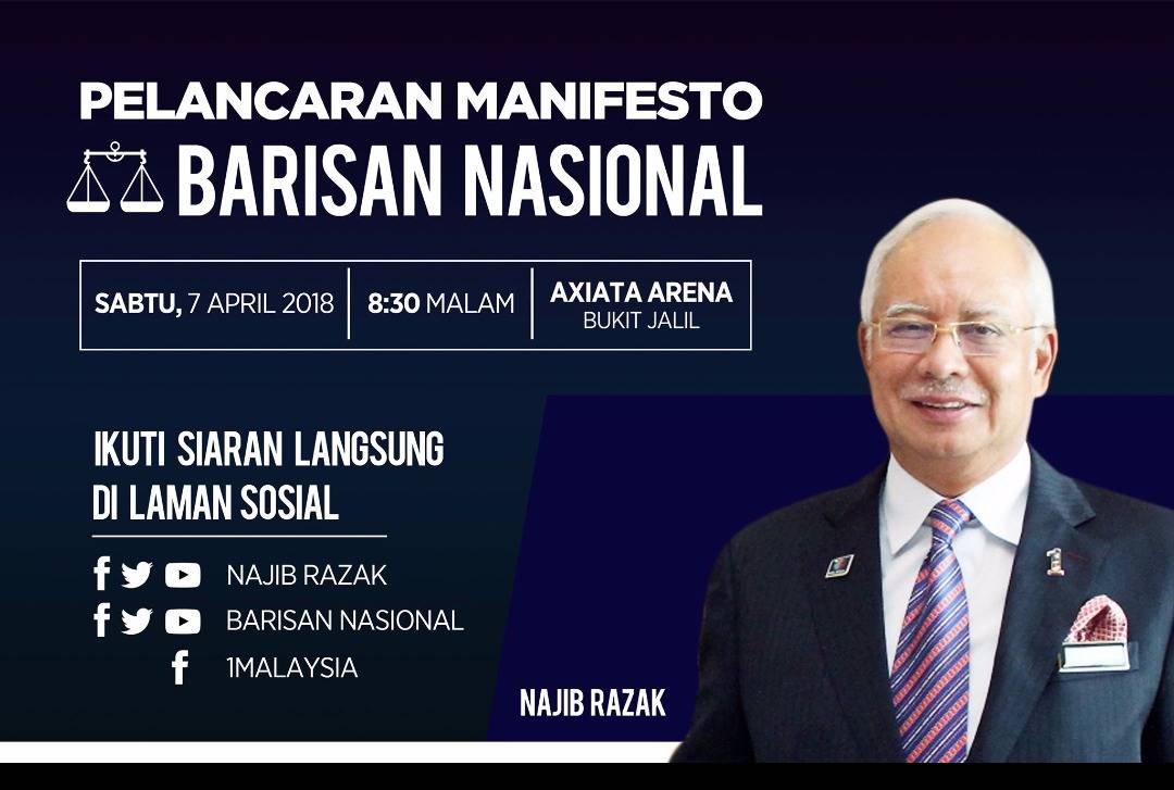 Sama-sama kita ikuti perancangan terbaik Barisan Nasional untuk semua rakyat Malaysia, Sabtu ini. 

#BN4All #HidupRakyat #NegarakuMalaysia #PerangMestiMenang