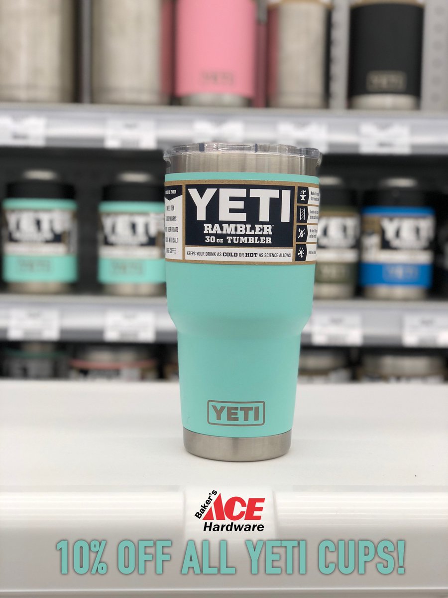 YETI for Spring? ☀️ We are offering 10% OFF ALL YETI cups for 1 week! Including the colors and the koozies! Share to be entered to win a FREE YETI cup! #ThirstyThursday #YETI #Aceistheplace #ACE #BakersBestBuy
