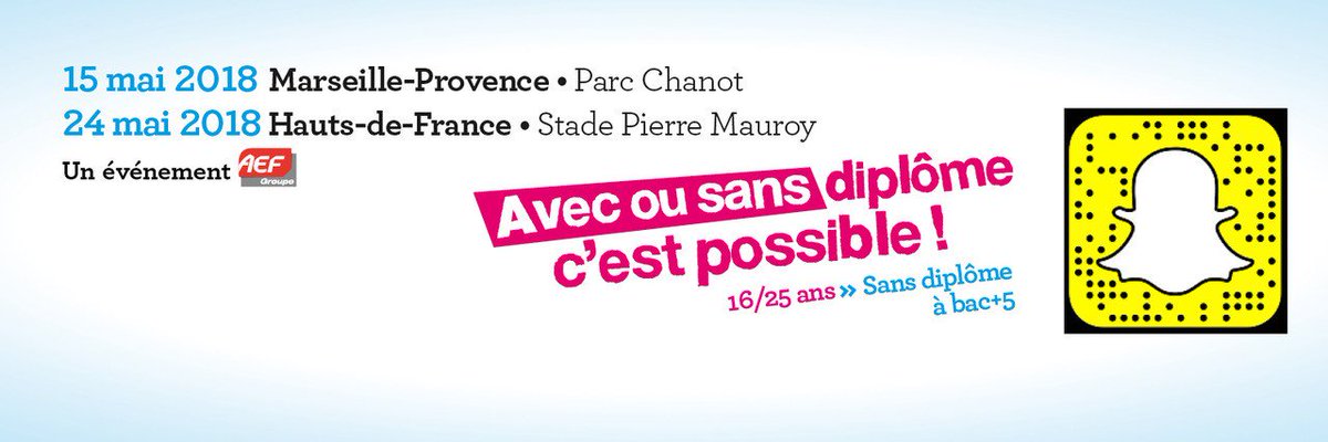 Le salon #JeunesdAvenirs revient le 15 mai à <a href="/marseille/">Ville de Marseille</a> au <a href="/MarseilleChanot/">Marseille Chanot</a> 
et le 24 mai en <a href="/hautsdefrance/">Région Hauts-de-France</a> au <a href="/StadePM/">Stade Pierre Mauroy</a> !
Les inscriptions sont ouvertes > jeunesdavenirs.fr
#Jeunedavenirs #Marseille  #HautsdeFrance