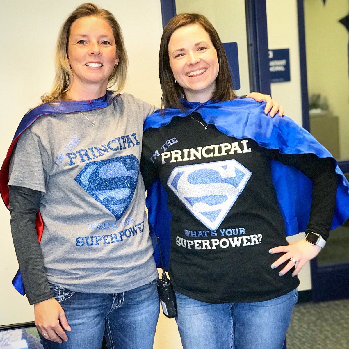 FlyerFlightCrew's tweet image. Mrs. Wagoner (LE Principal) &amp;amp; Mrs. Beard (LMS Principal) are 2 of our best superhero’s...everyday!  #projectchange 💙 #flyerpride ✈️
