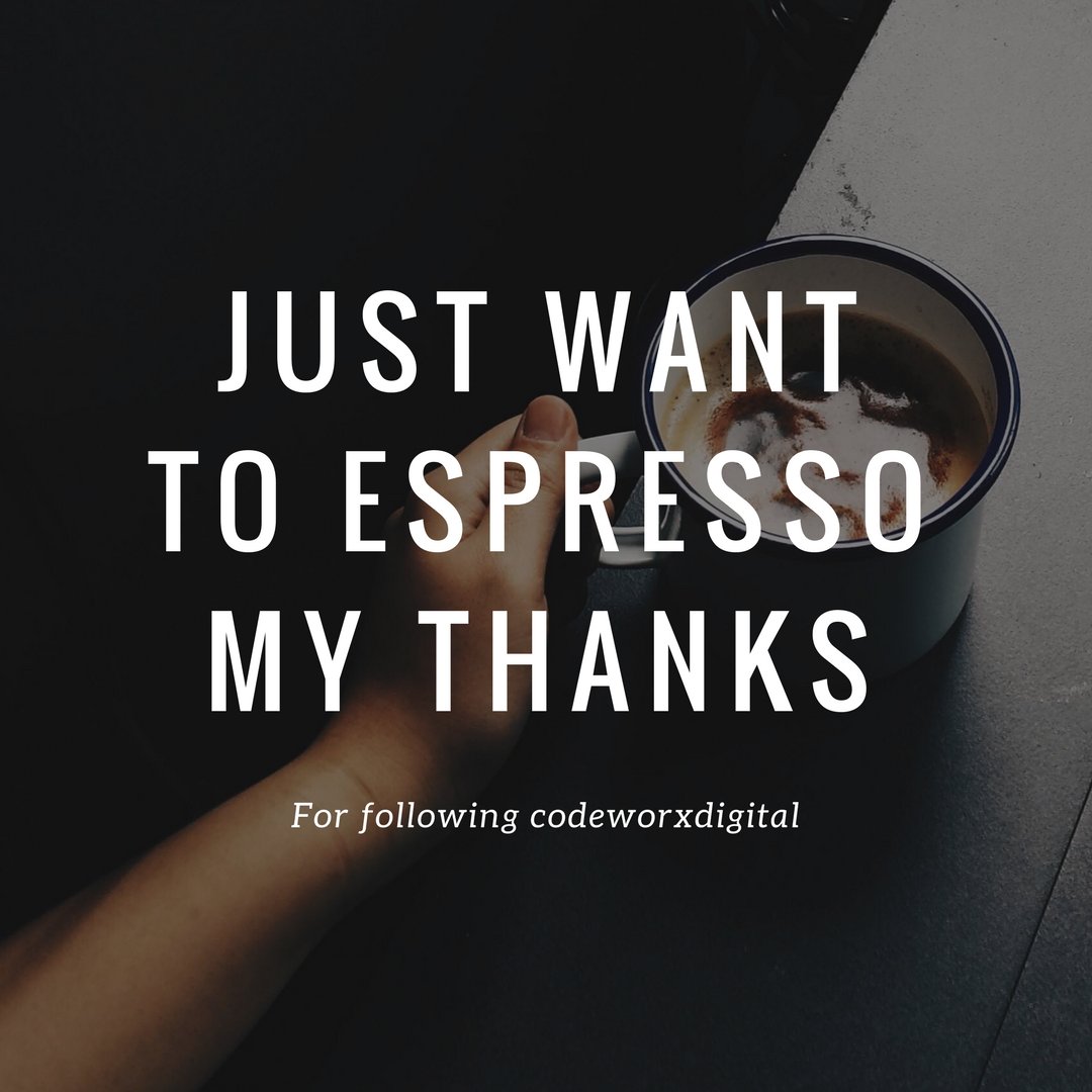 CodeWorxDigital's tweet image. Good afternoon #twitter, just wanted to say thanks to all my followers!   #Warwick #LeamingtonSpa #business #motivation #success #hardworkpaysoff #passion #businessowner #motivational #entrepreneurship #entrepreneurs #success #lifestyle #creativity #SmallBusiness