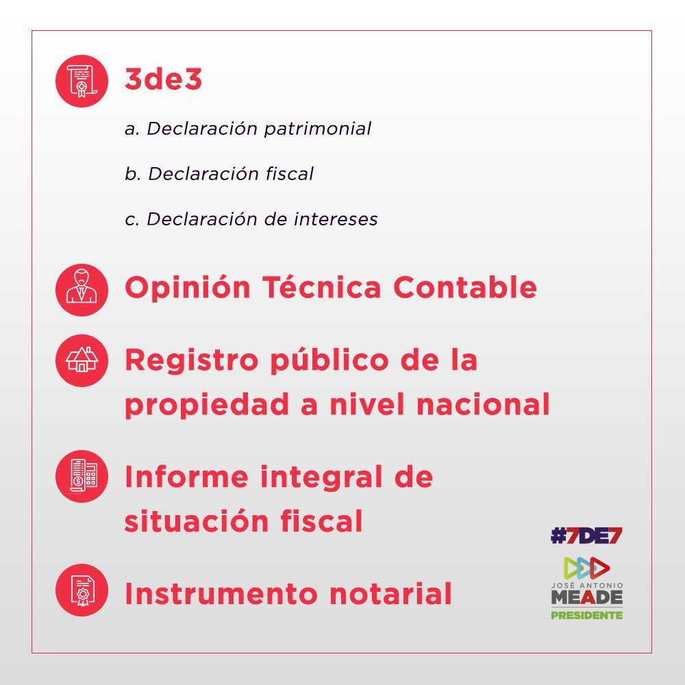 ONMPRILaguna's tweet photo. La trayectoria de @JoseAMeadeK se resume en congruencia y transparencia. Hoy presentó su declaración #7de7. México necesita de una persona honesta como lo es él. 
👉🏻 #PapelitoHabla #MeadePresidente https://t.co/T2ZgI1fvd6