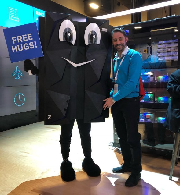 micaurus's tweet photo. Mainframe Mike is making friends and spreading out some free hugs! Missed him? Make your way to the Modern Infrastructure Campus at #think2018 later on today and take your 📸 #SystemsSelfie https://t.co/h0joUrOGx8 https://t.co/f63csZhEhE https://t.co/aMLSFktJRz