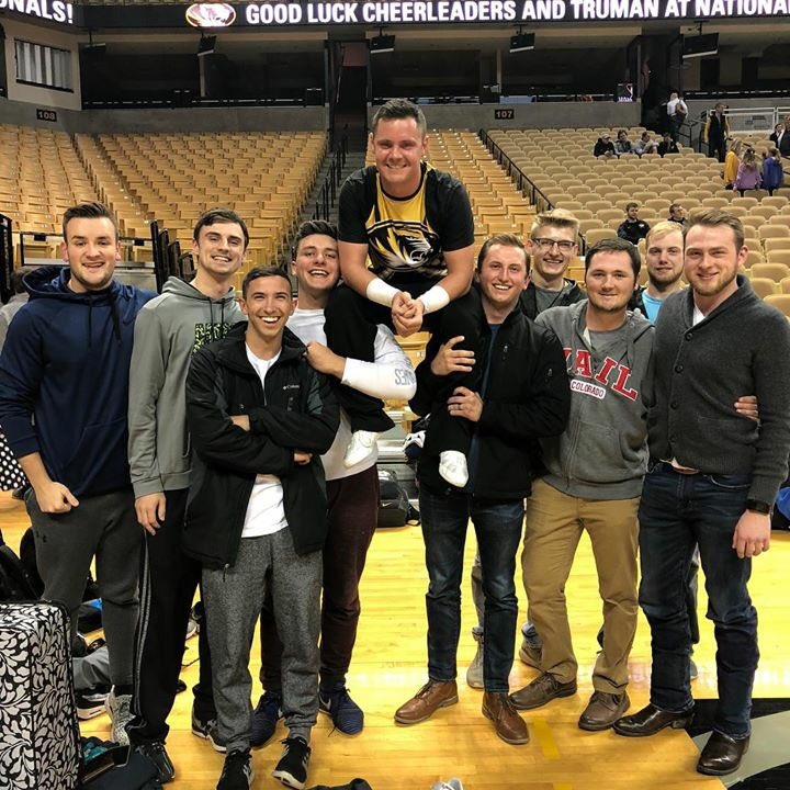 MizzouBYX's tweet photo. Wishing luck to our pledge, Christian Gentil, as he competes in the NCA Collegiate Cheerleading National Championships today! https://t.co/v7nHwZ5DlQ