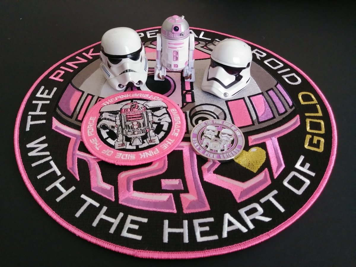 Pink Brigade swag on display courtesy of Andrew Auton - nice! 
V2 patches (shown) are back in stock, the V1 coins are sold out and shipping. But good news! The V2 logo will be a coin soon in case you missed out on the V1.