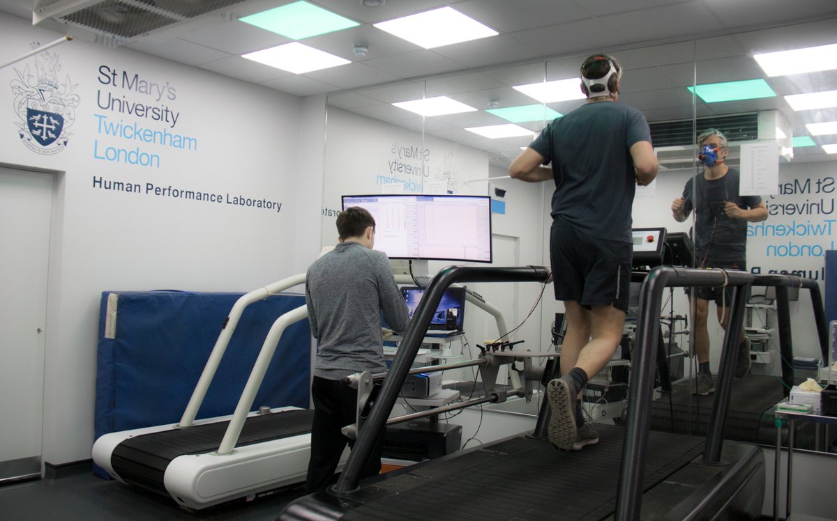 YourStMarys's tweet photo. It was great to welcome @georgemlamb back into the performance lab for a fitness assessment ahead of the @LondonMarathon , his hard training with @Mo_Farah and @thebodycoach has paid off! #LondonMarathon #RunWithAudible #MoJoe https://t.co/RcAzdVFLGV