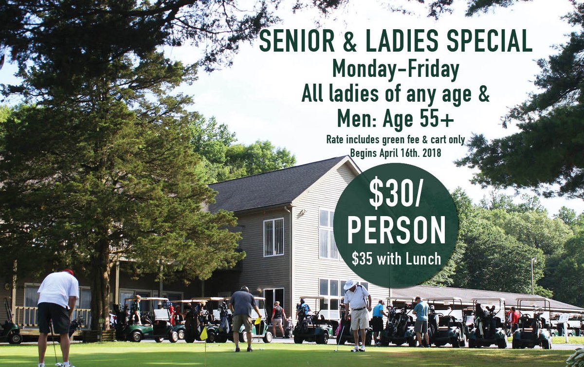 water_gap's tweet photo. Seniors &amp; Ladies #Golf Special begins April 16th.! Only $30 for a round of golf with cart and $35 if you want to include lunch! #WaterGap #CountryClub https://t.co/Xk6BHFYKSs