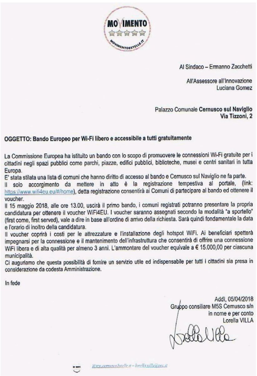 cernusco5stelle's tweet photo. Bando europeo Wi-Fi gratuito
https://t.co/iA1G0vcB9j https://t.co/sol0zFnFND