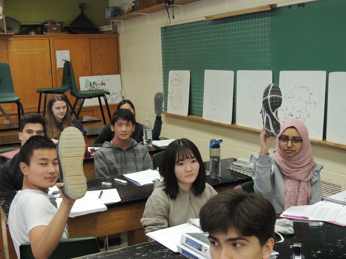 ChrisMeyerSci's tweet image. #physics class = exploring #friction. Do athletes want high or low friction shoes? Testing the friction of our shoes, we develop the idea of the coefficient. Friction is invisible, so we pull using a spring and a force probe. #InquiryBased approach = concepts first! @TDSB_STEM