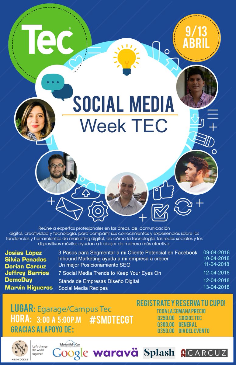 campus_tec's tweet photo. #SMTEC No te pierdas esta super oportunidad. Reúne a expertos profesionales en las áreas, de comunicación digital, creatividad y tecnología, Confirma tu asistencia inscribiéndote al siguiente link. @SolucionWebNew  @MILKnCOOKIEStv https://t.co/mRZtD75gXG … … … … https://t.co/wa8h1fIvFt