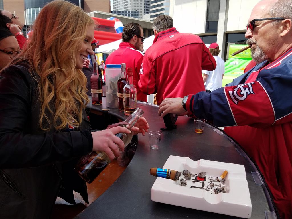 What pairs perfectly with a good cigar? @MakersMark bourbon. Check out the Cigar Lounge at #KegsAndEggs!