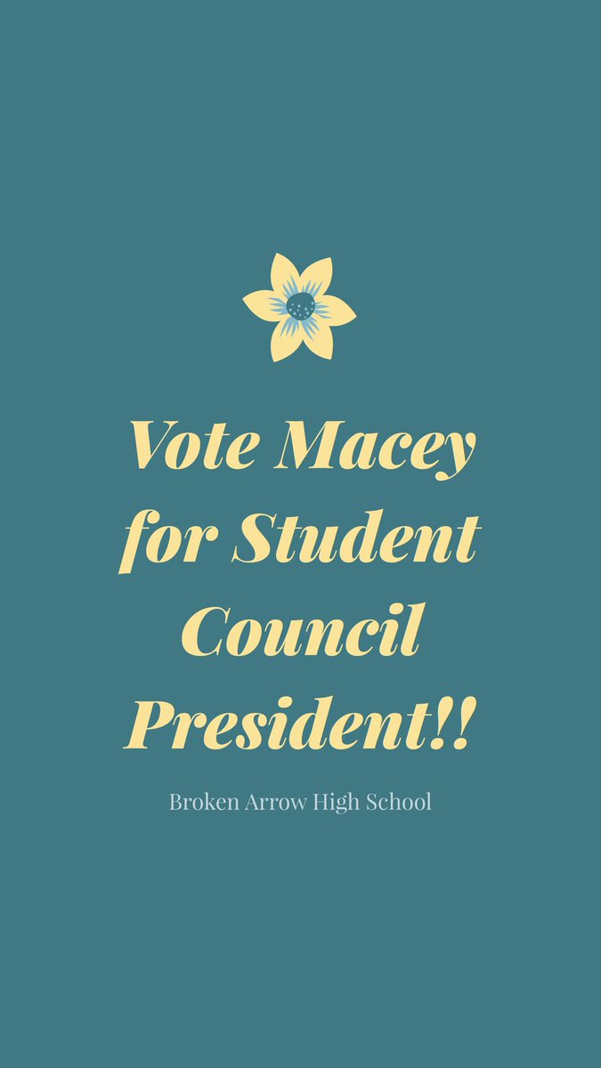 MmmmmMace's tweet photo. broken arrow has my heart! I am so grateful for this opportunity! I am running for student council president and I would love for you guys to vote for me!! help mace finish the race! #mace4prez https://t.co/Vy0u4s5P40