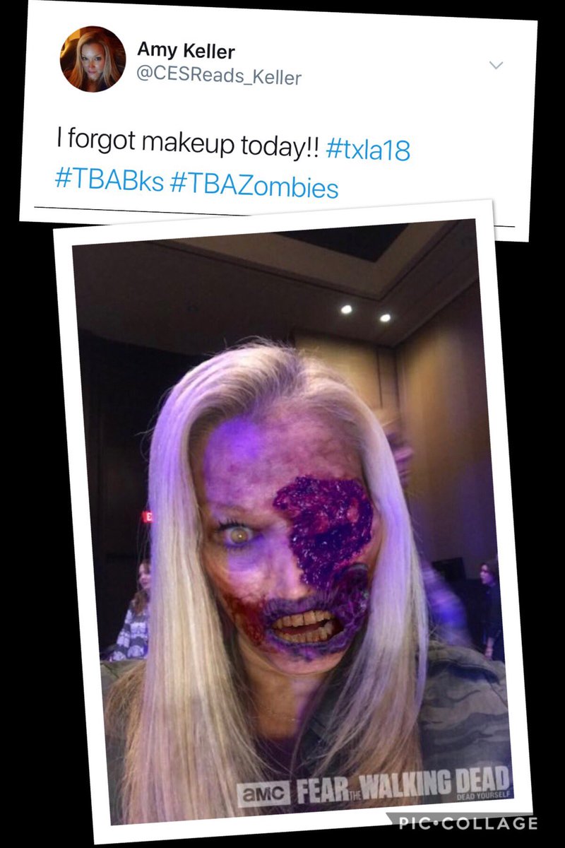 CESReads_Keller's tweet photo. I was the winner of the zombie contest at #TBAZombies #txla18 Thanks @BTSBBooks for the zombie books for my library https://t.co/PFk01KCm5J