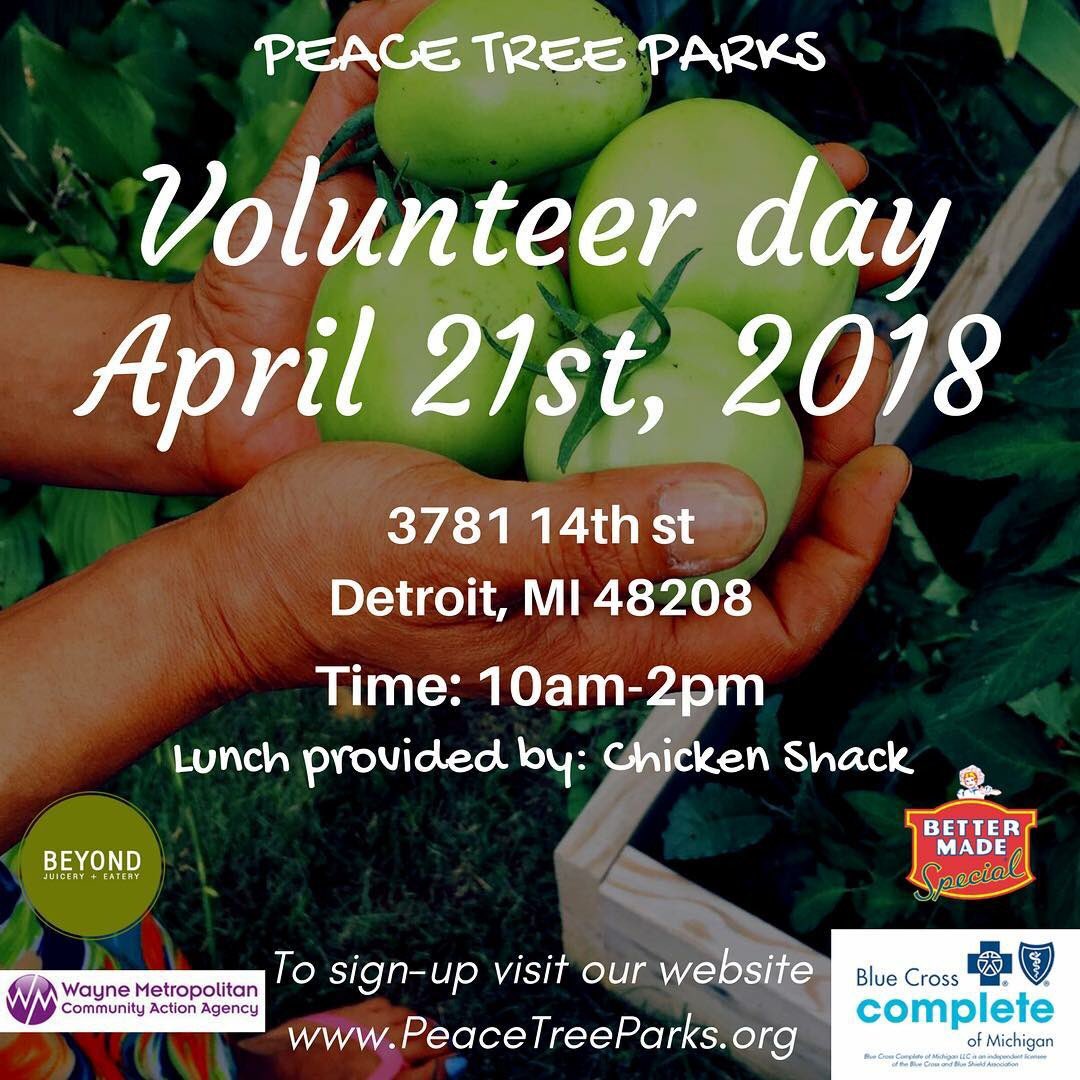 Detroit Food Policy Council On Twitter Peace Tree Parks Is Hosting A Volunteer Day For More Info And To Sign Up Https T Co Zluz5dgp5t