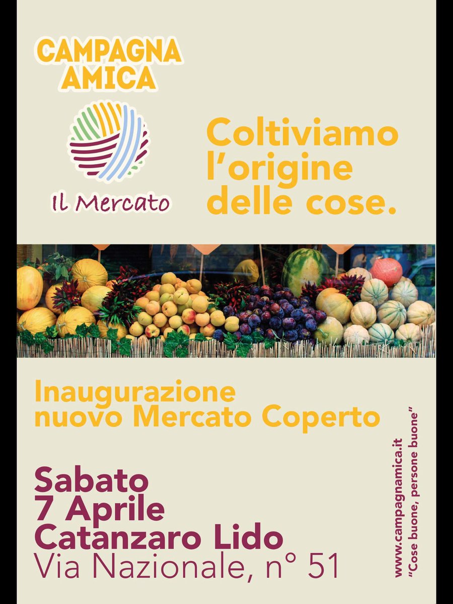 Apre il mercato al coperto anche in Calabria, inaugurazione sabato 7 aprile ore 10.00. Catanzaro Lido Vina Nazionale 51.