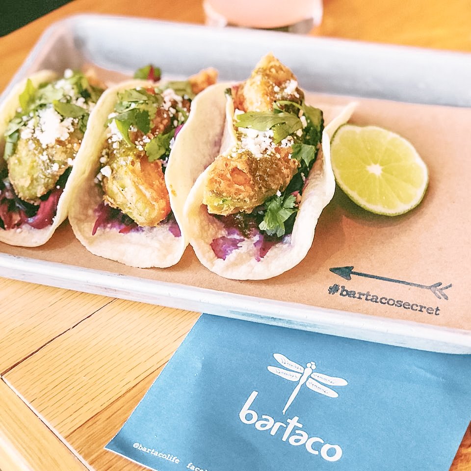 Afternoon snack! Fried avocado on a taco you say? Yes pease! #bartaco #bartacosecrettaco #tacothursday
