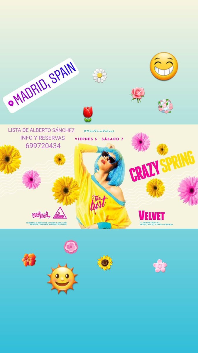 AlbertoEl7's tweet photo. 🌟#Discoteca #Velvet🌟
La mejor #Fiesta de cada #Finde!
#Lista de Alberto Sánchez⬅
Info/reservas 699720434
#Madrid #Party #DiscotecaVelvet #ListasGratis #Discotecas #ListasVelvet #SalirPorMadrid #FiestaEnMadrid
#Vip #Músic #Reguetón
#ListadeAlbertoSanchez
#LaHoraMagica5A https://t.co/t3pTMZ72fe