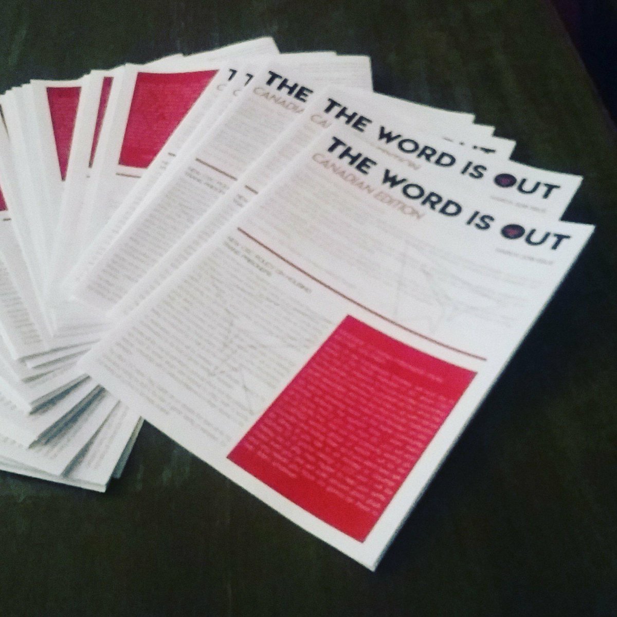 PCPMtl's tweet photo. The Word Is Out: Canadian Edition is printed &amp; ready to be mailed to our inside members in Canada! Including poetry and smut from our inside members and news updates about the CSC policy on housing trans prisoners! 💌
#prisonabolition #abolishprisons #penpals #queer #trans https://t.co/krIIlgslnf