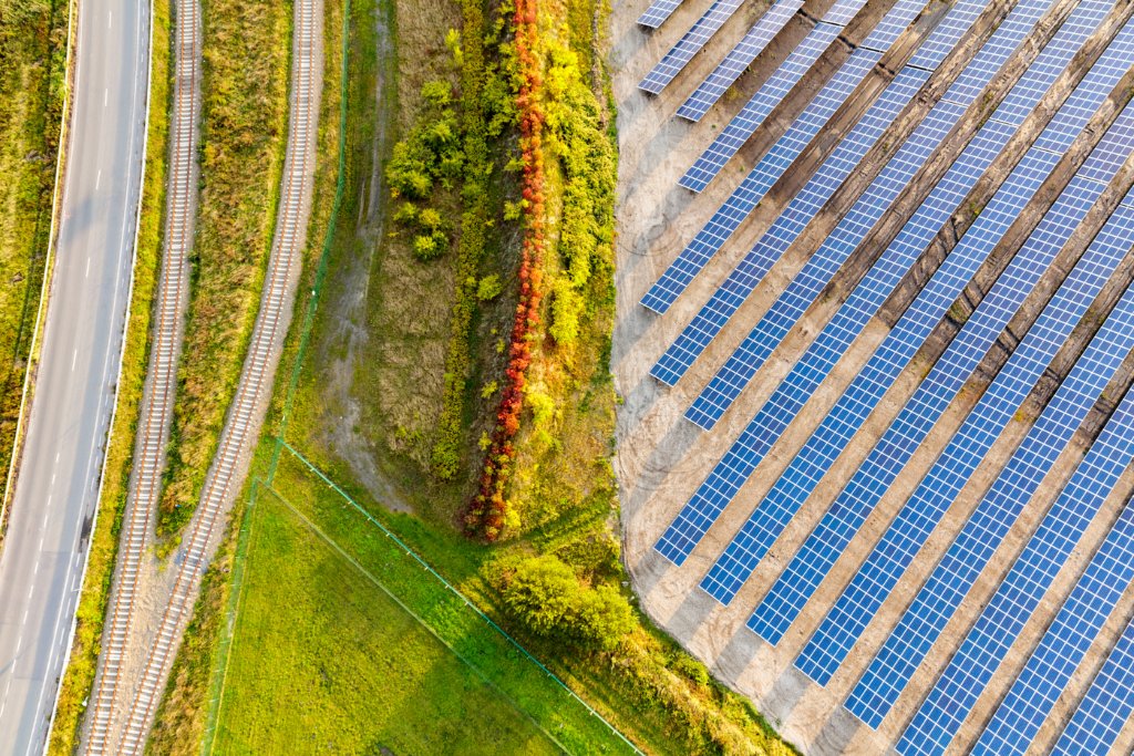 Ariel view of Google’s newly opened on-site solar field at our data center in Saint-Ghislain, Belgium.