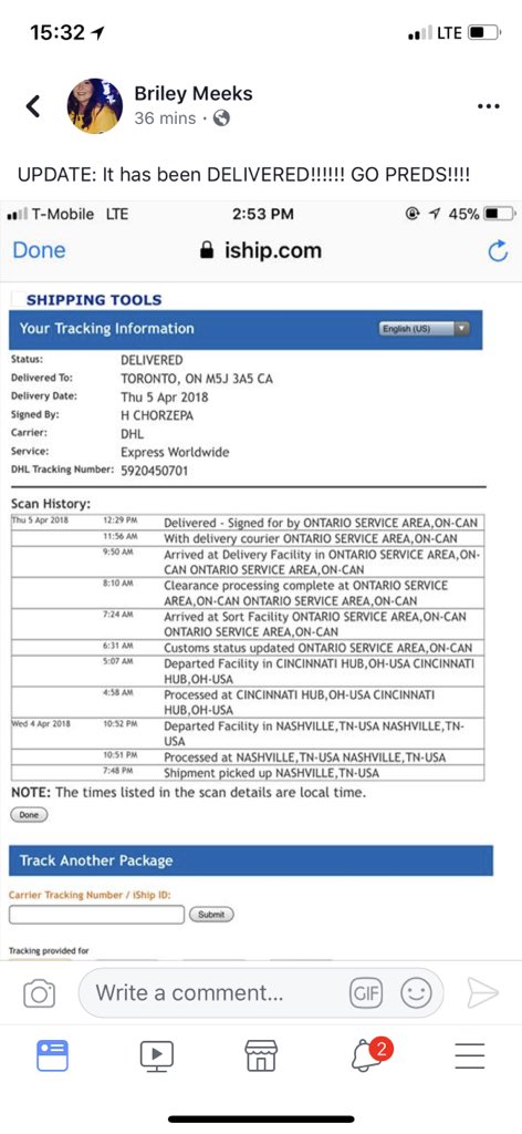 Ludakrisi's tweet photo. For anyone following #CatfishGate the package has been delivered to the NHL office per shipper, Briley Meeks. https://t.co/3RQSTebsEi
