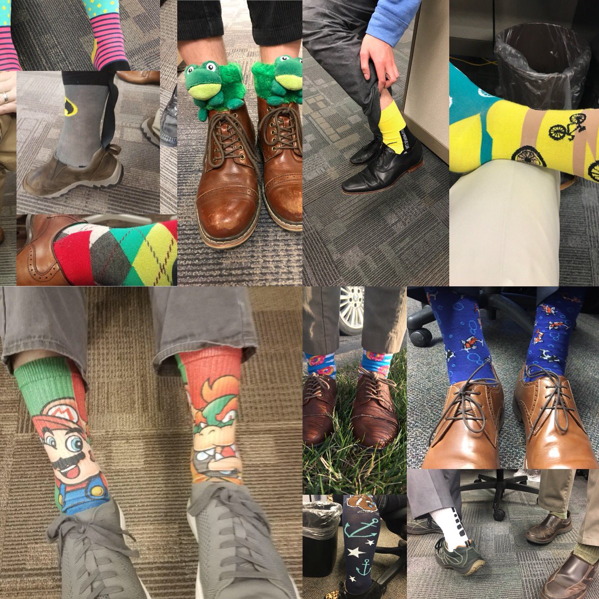 Heath_Starr's tweet photo. I thought I had a good sock collection, but the frog socks have to be the winner! @SAICinc #SpiritWeek! https://t.co/HgReu0riwi