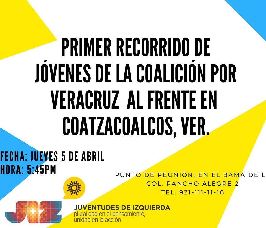 #Coatzacoalcos #PorVeracruzAlFrente #jóvenesAlFrente #JIZ #SomosJIZ #PRD <a href="/Jiz_PRD/">JuventudesDIzquierda</a>