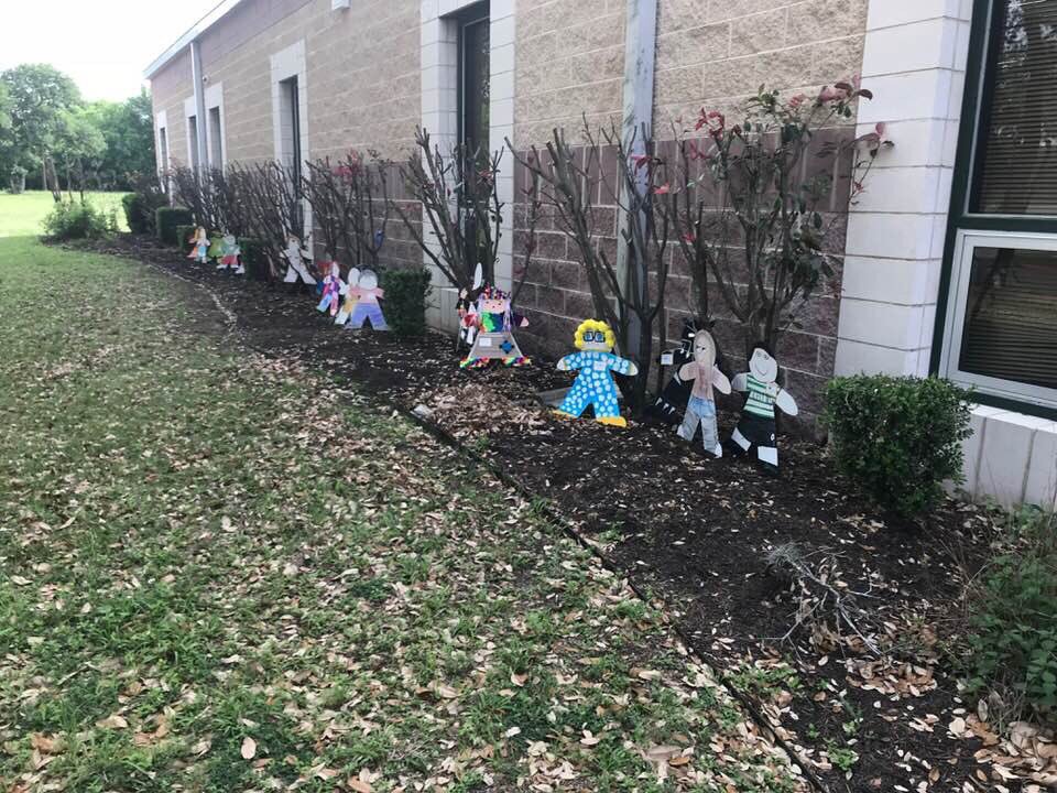 NISDSteubing's tweet photo. Cardboard Kids represent one of thousands of abused and neglected children. #SteubingInspired Ss decorated their Cardboard Kids and brought them back to school to be displayed. Our message is “No Excuse. Stop Child Abuse”. #cardboardkidsSA @NISD #NISDInspired @Steubing_PTA https://t.co/ngUcYcFXok