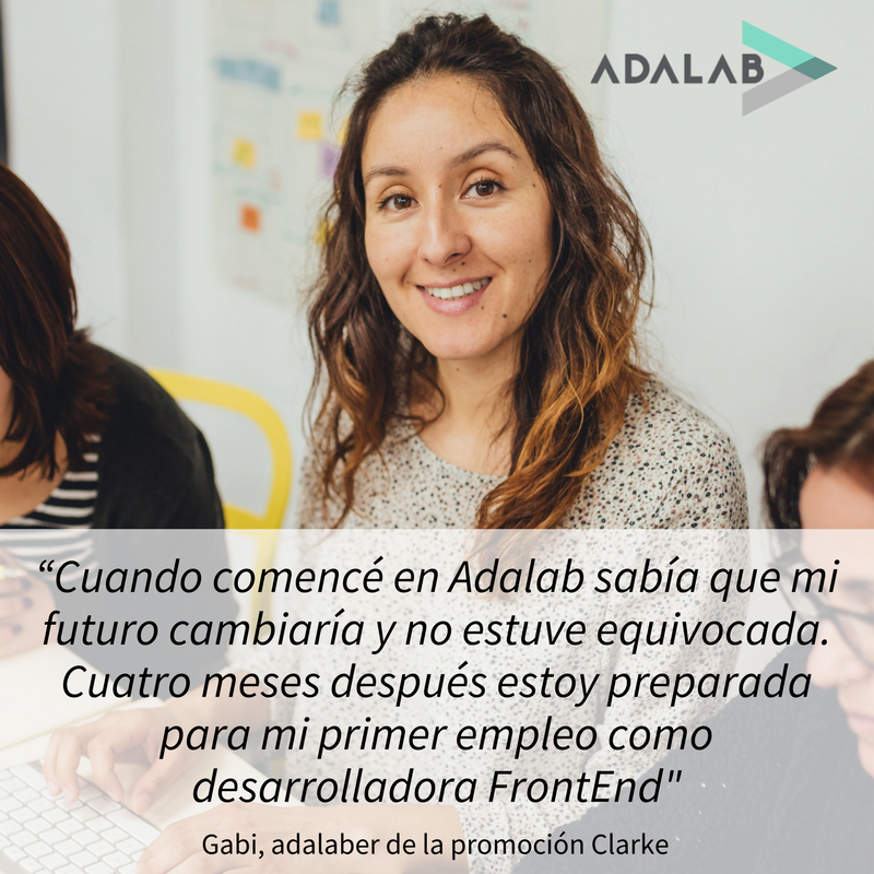 Adalab_Digital's tweet photo. Gabi, adalaber de la #promociónClarke, nos dijo esto nada más terminar el curso en febrero 2018, ¿te animas? #ConvierteteEnAdalaber Toda la info aquí https://t.co/9voq8fnq98 https://t.co/wchVoJNltH