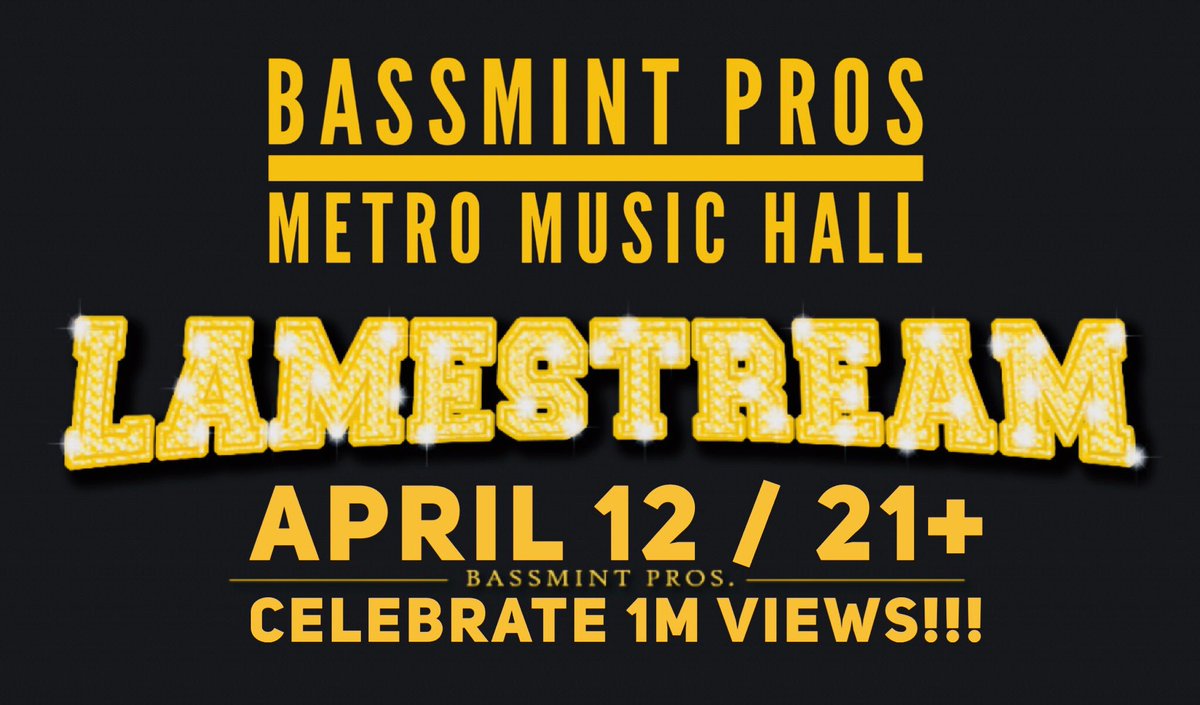 bassmintpros's tweet image. ONE MILLION VIEWS! #lamestream #bassmintpros @MetroMusicHall LIVE IN @VisitSaltLake on Thursday April 12th!