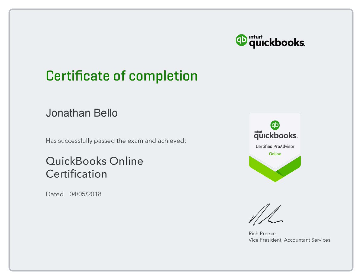 one8solutions's tweet photo. Just passed my QuickBooks Online re-certification - Yay! @IntuitAccts #qbo #certification #QBProAdvisor https://t.co/YXDGwDDCW7
