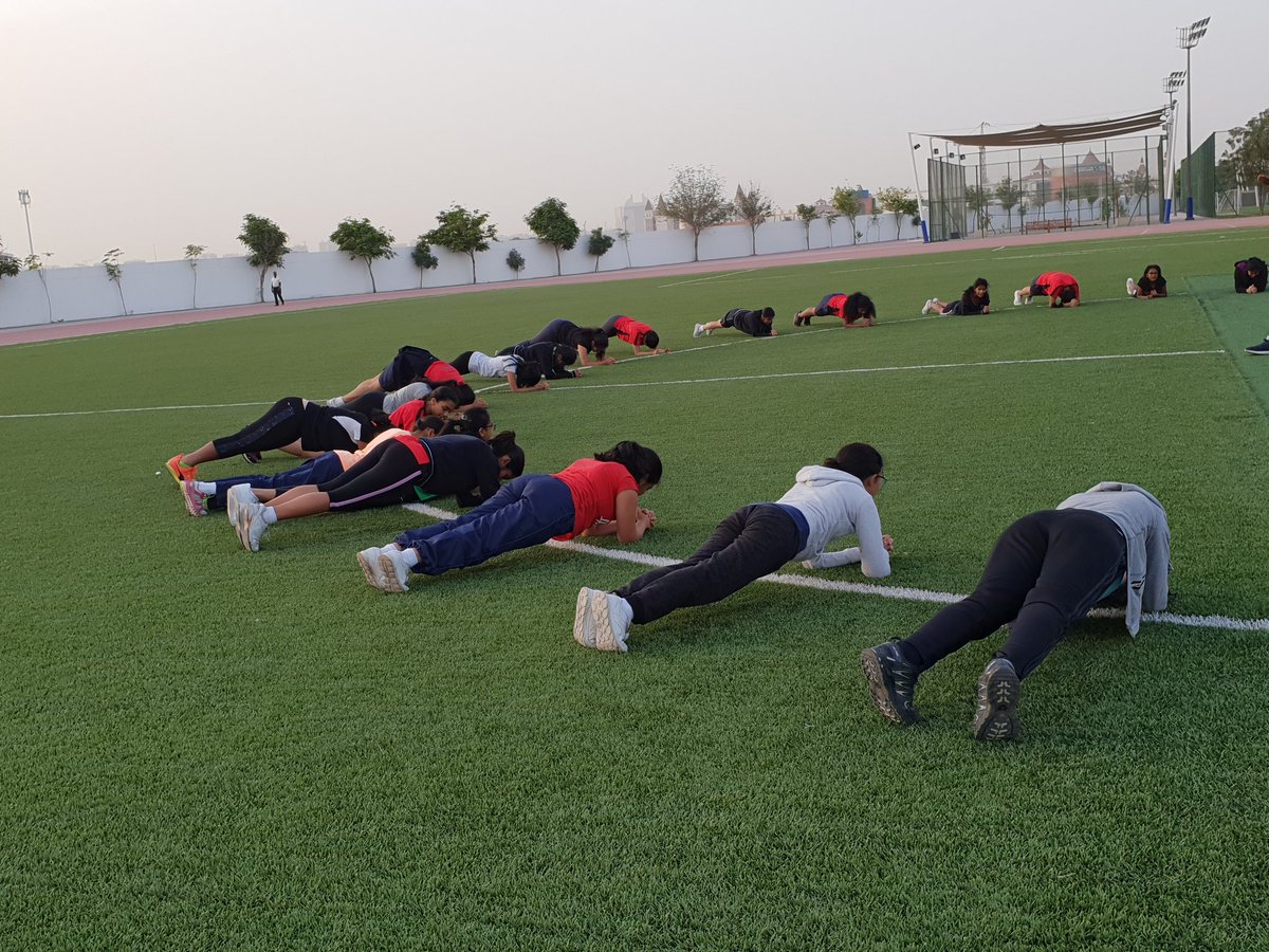 GMADofE's tweet photo. #Day4 Today's routine was all about strengthening the core - grilling sets of  push ups, planks and scissors!! The girls just sailed through it!! Well done! #DofEBronzetrek Morning Conditioning @KNargish @DxbModern @AvinashSurve20 @TraffordGregor1 https://t.co/e1BLvYVaW8