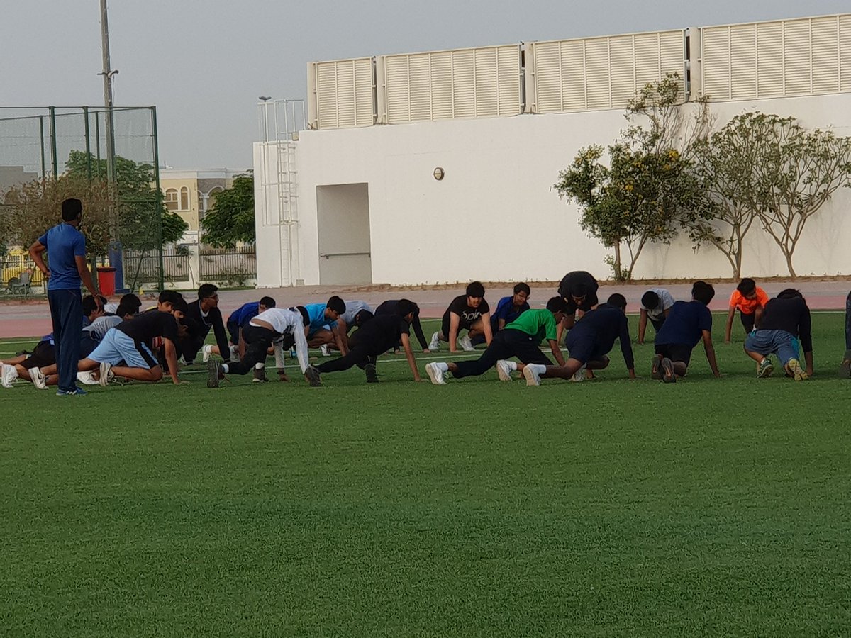 GMADofE's tweet photo. #Day4 The boys going through their routine of stretches, push ups and short sprints! Building stamina and strengthening the core! #DofEBronzetrek Morning routine @KNargish @DxbModern @AvinashSurve20 @TraffordGregor1 https://t.co/RsHiXNa5HU