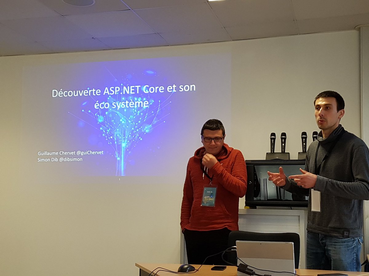 cyrillegrifo's tweet photo. C'est parti pour la #TechNightbyAXA avec @guiChervet & @dibsimon pour parler .Net core #AXAWebCenter #ThePlaceToDev https://t.co/WAJtOIH9yq