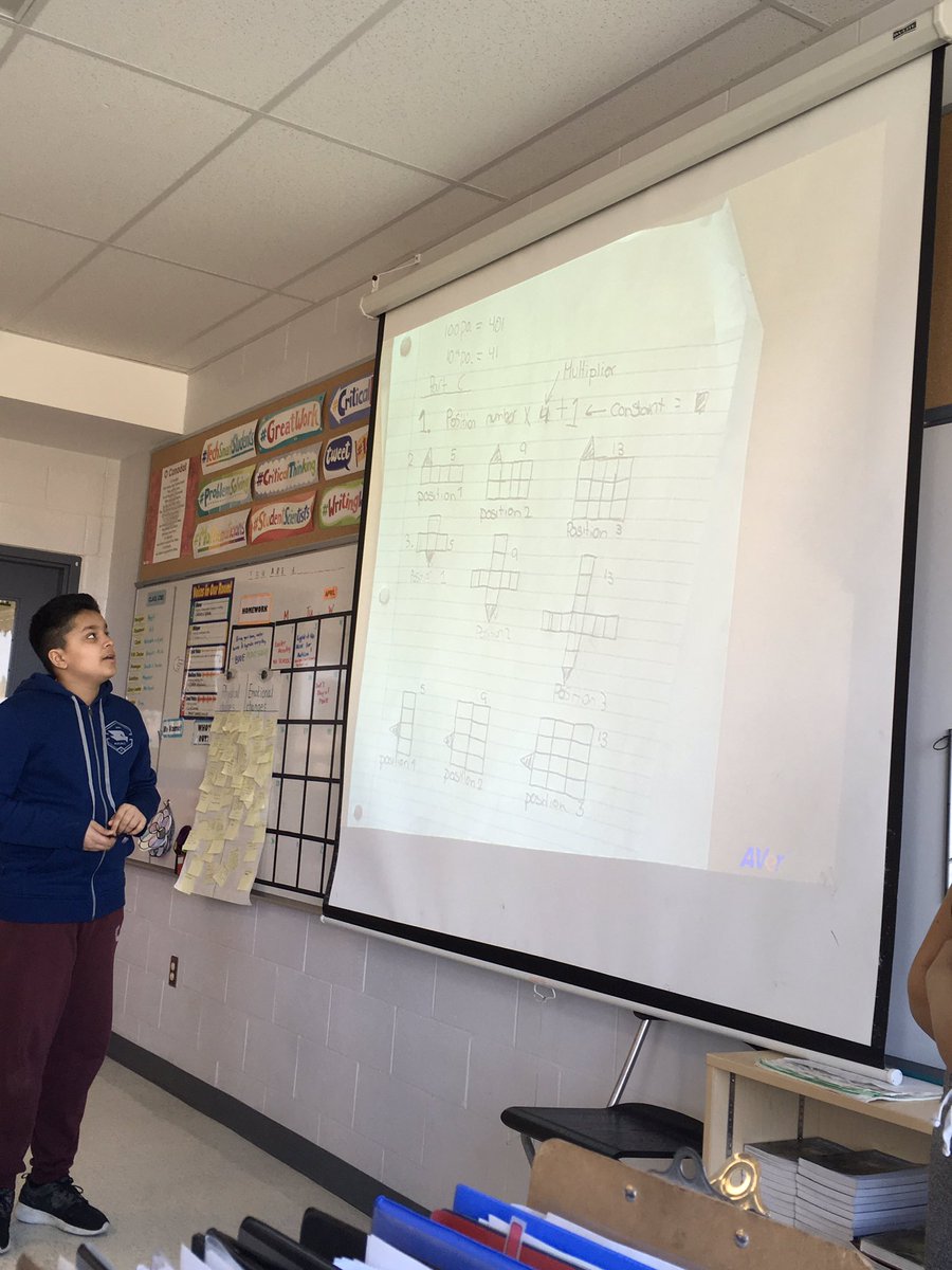 legaspi_leslie's tweet photo. #7E Students presenting their pattern rule after our gallery walk. #collaboration #studentteachers #engagemath #consolidation #mathaccountabletalk #workingonrepresentingourwork #mathprocess @BerylFordPS https://t.co/36lUiiUtee