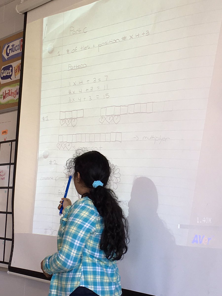 legaspi_leslie's tweet photo. #7E Students presenting their pattern rule after our gallery walk. #collaboration #studentteachers #engagemath #consolidation #mathaccountabletalk #workingonrepresentingourwork #mathprocess @BerylFordPS https://t.co/36lUiiUtee