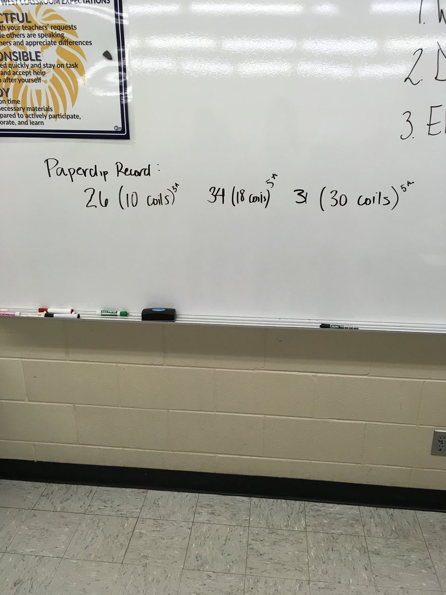 GahannaMSWest's tweet photo. Making electromagnets with batteries, wire, nails and paper clips. I wonder what the record will be? #GJPSscience #westisbest @SharonSuriano https://t.co/K95iB9qyHk