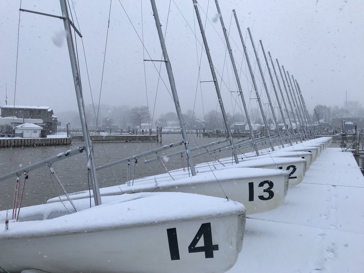 ROChighschools1's tweet photo. One day it’s a high wind warning and 66mph wind gusts and the next it’s snow covering our boats! #RochesterNY #highschoolsailing #snow @ussailing @whec_rcaniglia @McQuaidJesuit @OLM_HS @JimCantore @wxbywilliams @Roc_wx_leader @spensgen @JeremyKappell https://t.co/lYk9c68aou