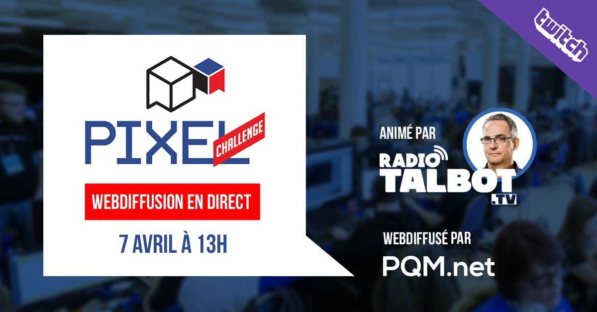 PQMnet's tweet photo. L’équipe de @PQMnet et @DenisTalbot seront présents au Pixel Challenge à #Québec le 7 avril prochain pour une #webdiffusion en #direct! #studiocast #streaming #pixelchallenge2018 #denistalbot #pqmnet @PIXELQC #Gamedev #pxc18 #gaming #esports #webcast 👉 https://t.co/D3usIUr3lm https://t.co/bUXbVsw0En