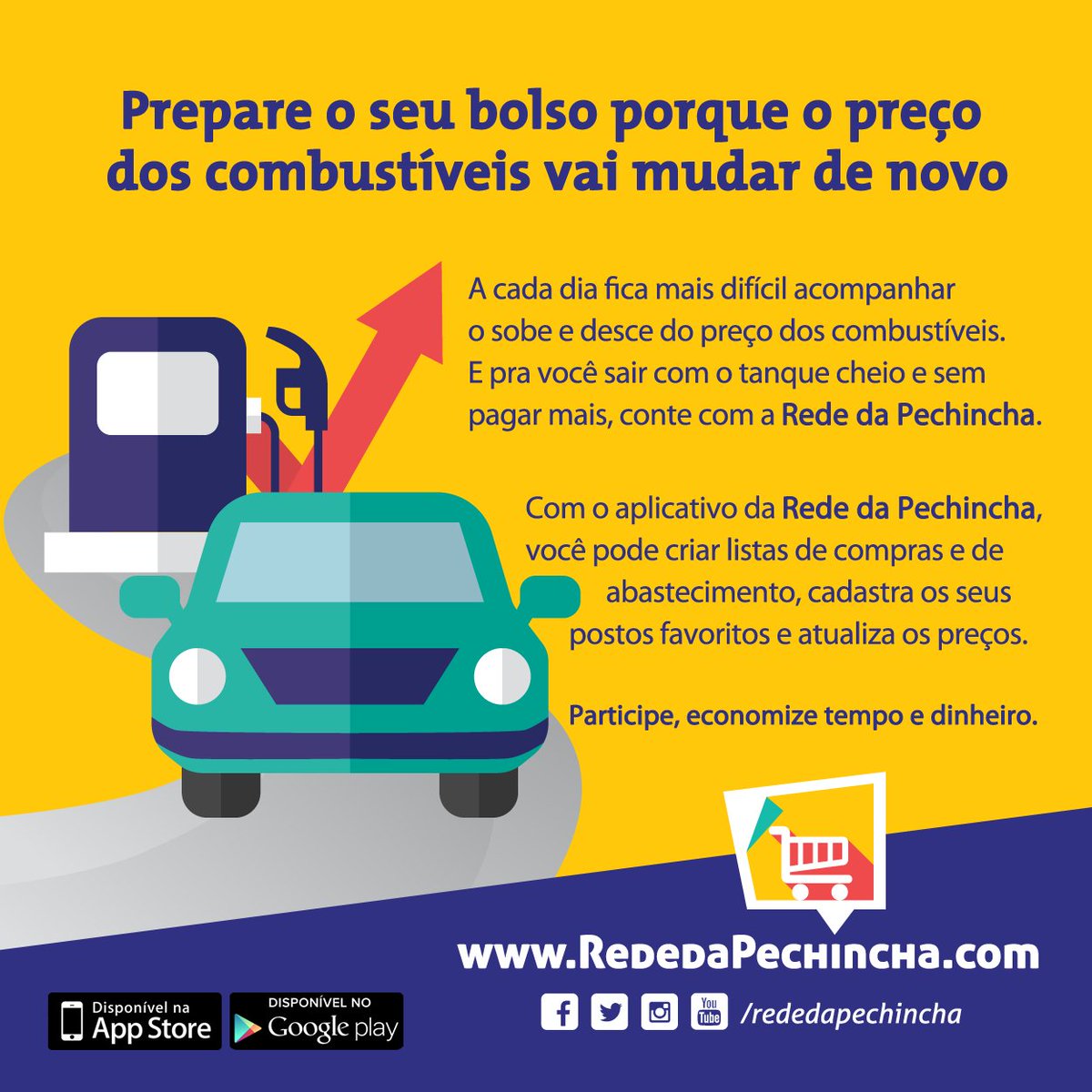 RededaPechincha's tweet photo. Quem participa da Rede da Pechincha, sabe onde encher o tanque sem esvaziar o bolso.

Cadastre-se agora! https://t.co/9urBzk376s https://t.co/ae9s8sMWfn