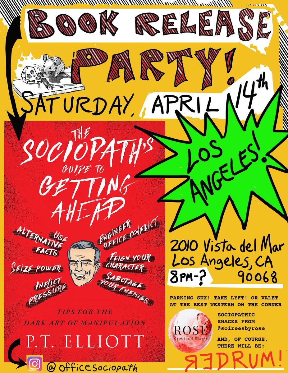 sneechyp's tweet photo. Sociopath's Guide Book Release - LA 
#REALbook #SkyhorsePbulishing https://t.co/1xwOTP8OE9