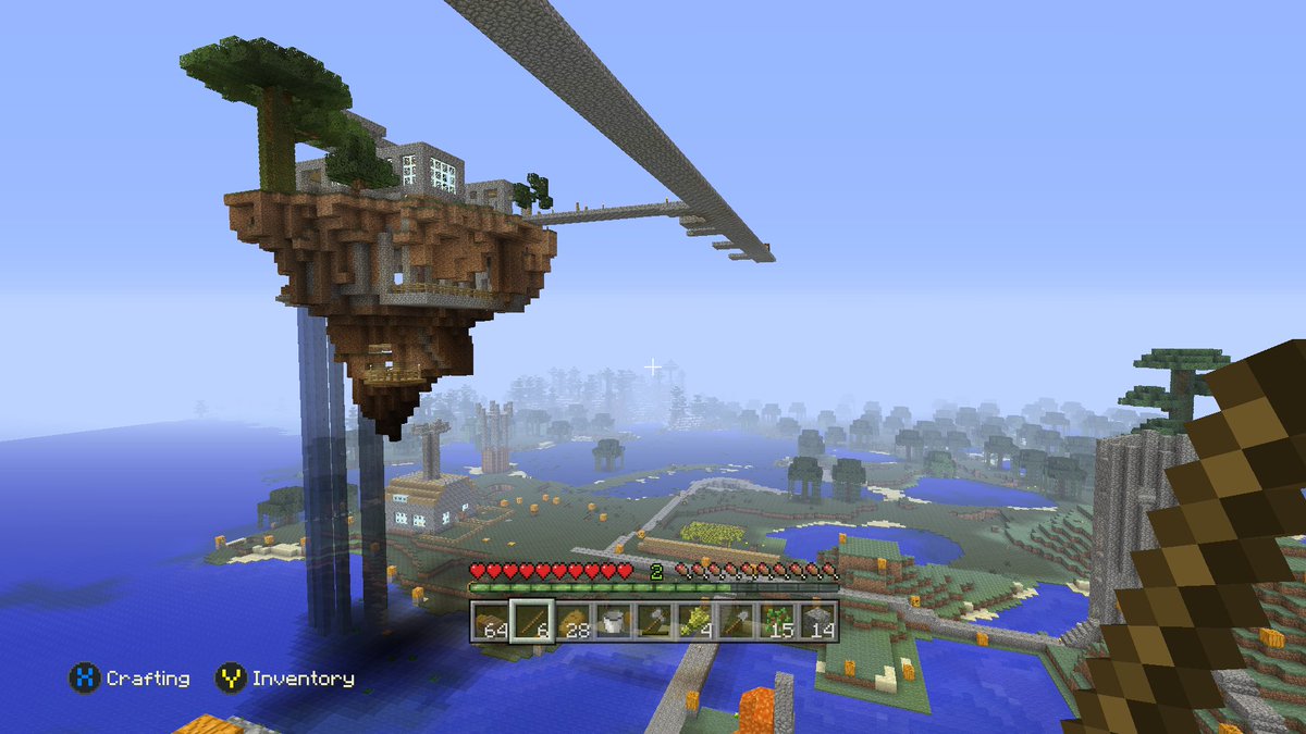 Redstone600's tweet image. Hi! Here's a pic of the sky village I built way back when. This is part of my original world All built in Survival mode! I treat the game as if I'm there so if I need something I go out and get it. 
#lostinminecraft #minecraft #minecraftbuild #mcpe #crafters #rt #followme