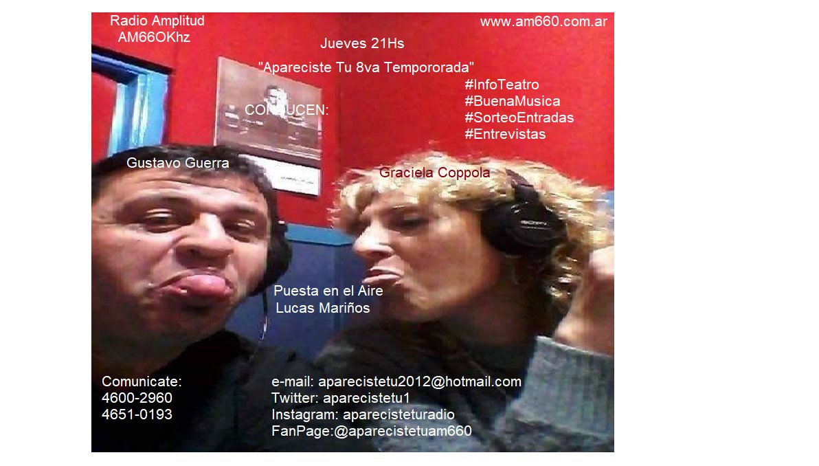 losclasicosok's tweet photo. #Jueves21Hs #AparecisteTu8vaTemporada
#InfoTeatro https://t.co/ZueayO73p4 #Entrevistas #SorteosEntradas
#RadioAmplitud #AM660Khz  
https://t.co/992K5s0zf3  Hoy Entrevista a #SILVIACOPELLO x la Obra #DeMuerteAndamos  Conducen: @ciela63 @GustiGuerra @aparecistetu1 @andyfeiguin https://t.co/uoJWz2zJjd