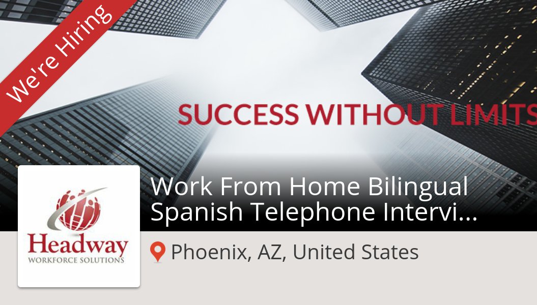 Work From #Home Bilingual #Spanish Telephone Interviewer needed in #PhoenixAZUnitedStates, apply now at #IMPAQ! #job workfor.us/headwaywfs/3wy