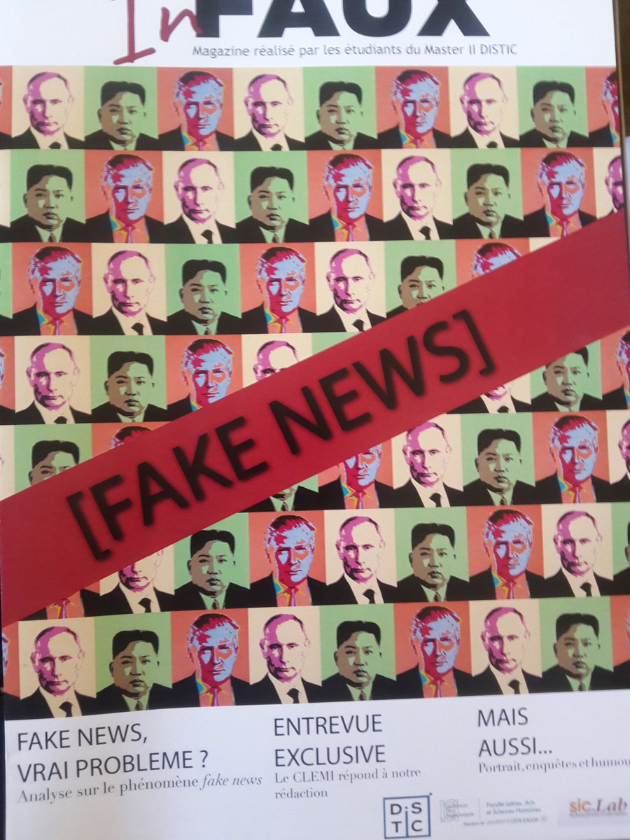 master_distic's tweet photo. In Faux -Magazine réalisé par le #M2DISTIC
 #fakenews #factchecking #SicLab https://t.co/VYPGQDVnoL