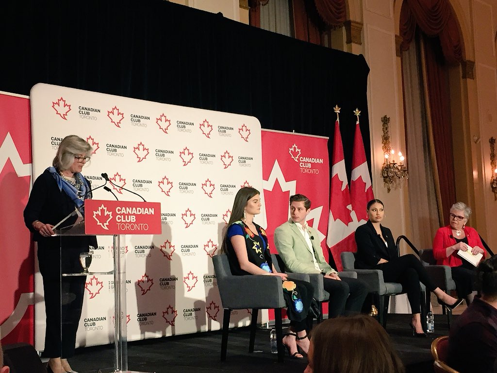 It’s my lucky day! Hearing a panel featuring #indigenous #voices Ashley Callingbull, Thomas Dymond, @tracieleost, and Roberta Jamieson of @Indspire celebrating #indigenous #youth @cdnclub