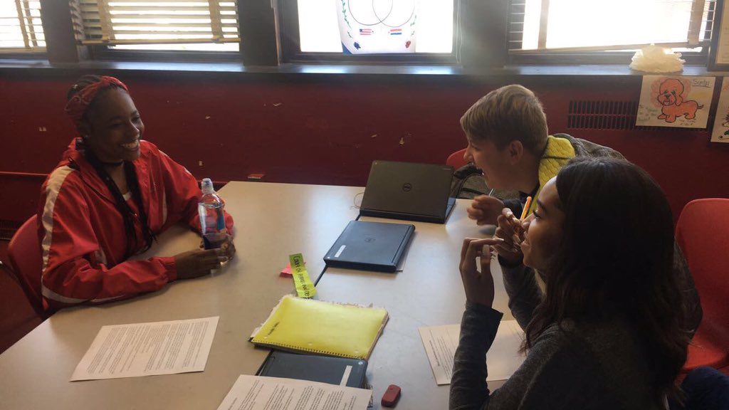 MrsMakowsky's tweet photo. To learn about Missouris Judicial Branch & court system students wrote groups stories based on a slip of paper drawn w/ a topic/court level on it. They read their stories and the class had guess their court level! It was great to see them have fun & learn! #intregration #si9gc https://t.co/JH1eY6EyKi