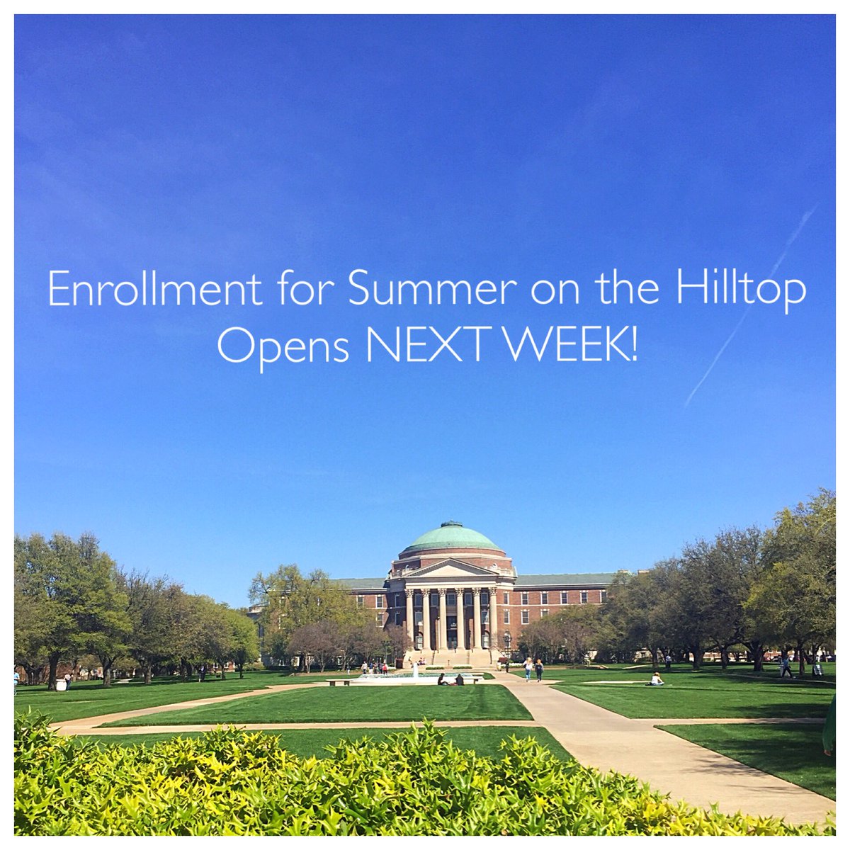 SMUintersession's tweet photo. Get those shopping cars ready, Mustangs! Enroll on Tuesday, April 10th at 12:01 AM! #mayterm #summer #smuintersessions #smu #dallashall #dallas #campus #spring #college https://t.co/TtZPF1i8cN